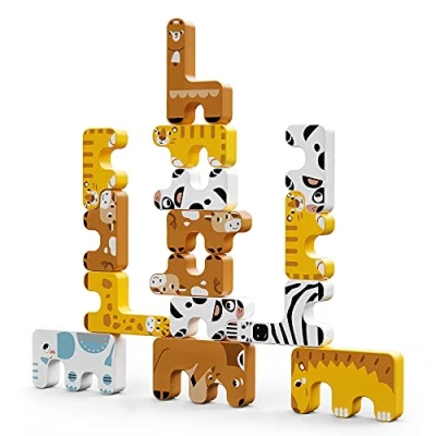 Imagen de Juegos de Apilamiento Juguetes para Niños Montessori Animal Equilibrio Bloques Educativo pequeños Juguete construcción Altos 3 6 años Bebés Adultos Niñas 15pcs