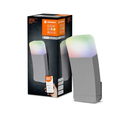 Imagen de LEDVANCE Smarte LED Aussenleuchte für die Wand mit WIFI Technologie, Leuchte Außen, RGB Farben änderbar, dunkelgr. Aluminium, Kompatibel Google und Alexa Voice Control, SMART+ CURVE WALL