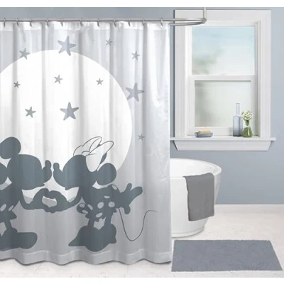 Imagen de Disney Mickey y Minnie Mouse Cortina de ducha (178 x 182 cm), color gris