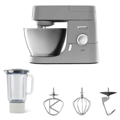 Imagen de Kenwood Chef KVC3110S Robot de Cocina Multifunción, Bol Metal 4,6 Litros, Varillas para Mezclar, Amasar y Batir, Indicador Velocidades, 1000 W, Color Plata