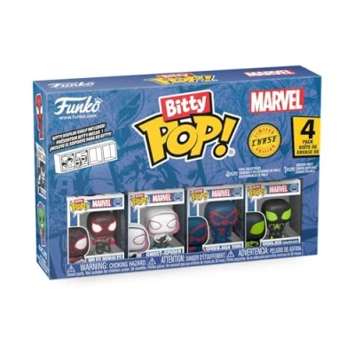 Imagen de Funko Bitty Pop! Spider Man Miles Morales 4pkY una Minifigura Misteriosa Sorpresa 0.9 Inch (2.2 Cm) Marvel Comics Cómics Coleccionable Repisa Apilable Incluida