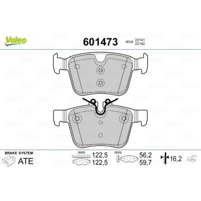 Imagen de VALEO 601473 Juego de pastillas freno Eje trasero Chapa antichirridos LAND ROVER: Range Rover Evoque, Velar, Discovery Sport