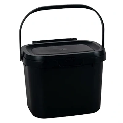 Imagen de Addis 518253 Everyday Kitchen Cubo de Basura para residuos Alimentos, 4,5 litros, Color Negro, Compost Caddy (Single)
