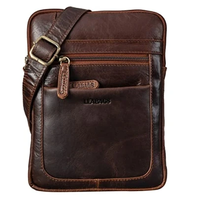 Imagen de LEABAGS Bolso para Hombres y Mujeres Bolsa de portátil Cuero Genuino 15&quot; Bandolera con Correa Hombro mensajera Trabajo Profesor Cow Saddle Horse
