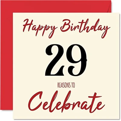 Imagen de Divertidas tarjetas de cumpleaños 29 para hombres y mujeres, Reasons To tarjeta feliz hijo, hija, hermano, hermana, tío, tía, sobrina, sobrino, primo, 145 mm x mm,