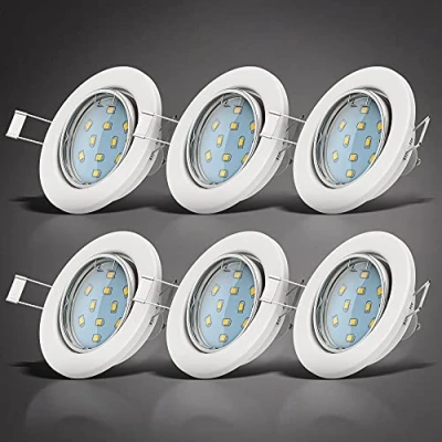Imagen de B.K.Licht 6 x 3W LED Focos empotrables giratorio GU10 Ø86mm, 230V, Downlight IP23, Luz blanco cálido 3000K, profundidad 70mm