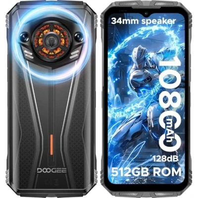 Imagen de DOOGEE S Punk Pro Telefono Movil Resistente Android 14, 20GB+ 512GB/2TB, 128dB Altavoz 10800mAh/33W Indestructible con Efecto luz LED, 6.6&quot; FHD+ 50MP Moviles, NFC/OTG/Dual 4G/Huella Smartphone