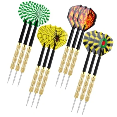 Imagen de 12 Piezas Dardos Profesionales Punta Acero Darts Juego de Plumas 14 Gramos para Diana