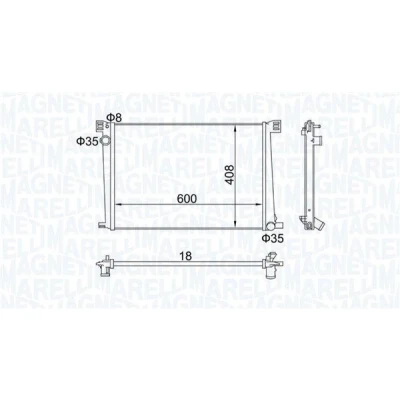 Imagen de MAGNETI MARELLI 350213168600 Radiador, refrigeración del motor 600 408 16 Aletas soldadas MINI: Hatchback, Clubman, Cabrio
