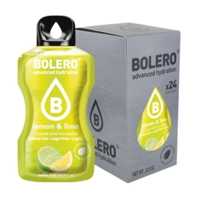 Imagen de Bolero bebida 24 bolsitas de 3 g fruta preparada en polvo soluble para fresca agua, 72 gramos endulzado con stevia (Lemon &amp; Lima)