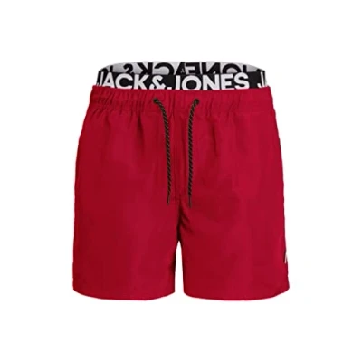 Imagen de JACK &amp; JONES Jjiaruba Jjswimshorts AKM Db Wb Solid Bañador, Rojo (Rio Red)., XL