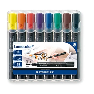 Imagen de Staedtler Lumocolor 352 WP8 Rotulador permanente, punta redonda, 2 mm, caja ajustable con 8 colores