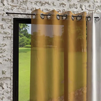 Imagen de Soleil d&#039;ocre Visillo con Ojales Efecto Arrugado Boheme, 140 x 250 cm, Amarillo (Mostaza)