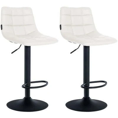 Imagen de CLP Juego De 2 Taburetes Bar Jerry En Polipiel I Set Sillas Altura Ajustable &amp; Giratorias con Reposapiés, Color:Blanco, Color del Marco:Negro