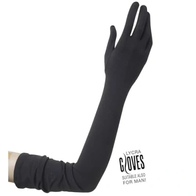 Imagen de W WIDMANN MILANO Party Fashion 1449C Guantes de unos 60 cm largo, unisex, para carnaval, Halloween y fiestas temáticas, negro