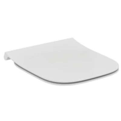 Imagen de Ideal Standard i.life S Asiento de inodoro fino con cierre suave y bisagras acero inoxidable para inodoros compactos, blanco