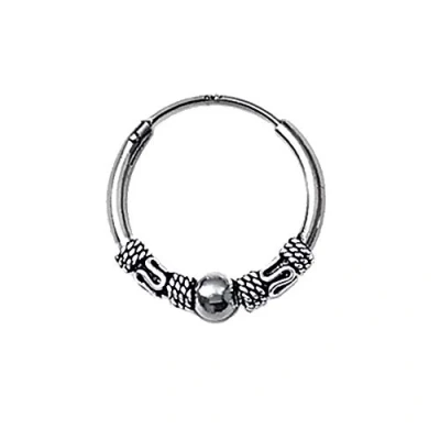 Imagen de NKlaus 925 Plata Pendiente único Celtic CREOLE Gótico Bali SINGLE 20mm 5048