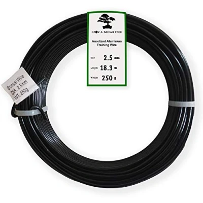 Imagen de Grow A Bonsai Tree Anodizado de aluminio 2,5 mm Formación alambre 250G gran rollo (60 pies) (2,5 mm) 2.5mm Negro