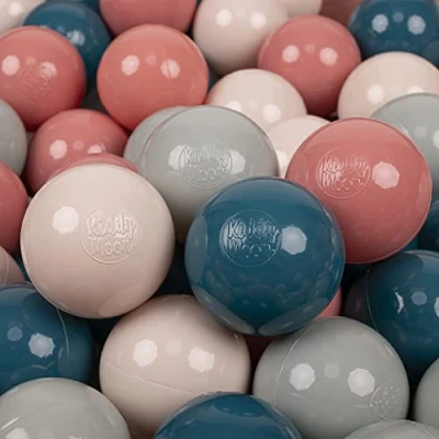 Imagen de KiddyMoon 100 ∅ 7Cm Bolas Colores De Plástico para Piscina Niños, Turquesaosc/Beigepas/Grisverd/Salmón