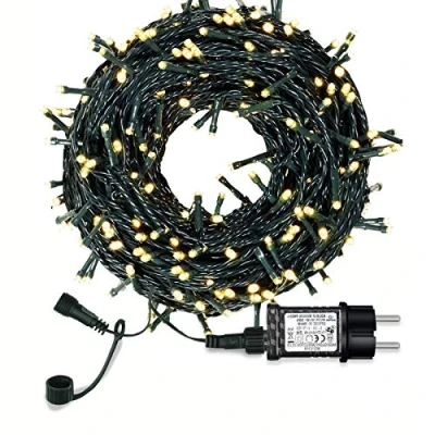 Imagen de Guirnalda Luces Exterior, 30M 300 Led 8 Modos De Cadena, Enchufe Ue, IP44 Impermeable, Cadena Luz Para Fiestas,Celebraciones,Bodas, Decoraciones Navideñas Blanco Cálido