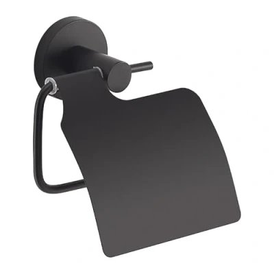 Imagen de Gedy Portarrollo con Tapa Felce Plus Negro Mate