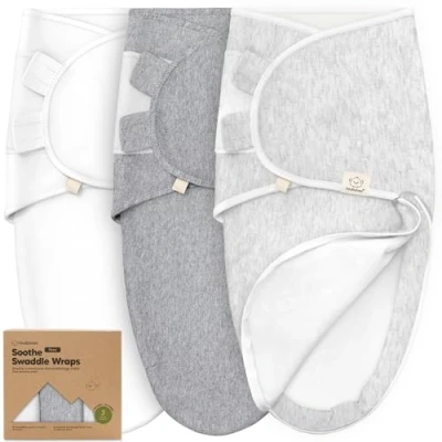 Imagen de 3 Piezas Sacos De Dormir con Cremallera para Bebé Saco Recién Nacidos 0 a Meses, Pañal Nacidos, Pañales Bebés Fáciles Cambiar, Mantas Guardería (Cloud)