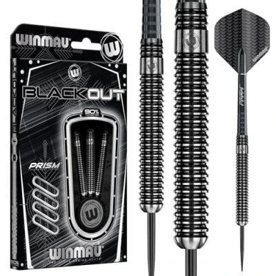 Imagen de WINMAU Blackout 25 Gramo Profesional Acero propina Tungsteno Dardos con Vuelos y Tallos (Ejes)