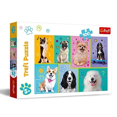 Imagen de Trefl Perros de 100 Piezas, para niños a Partir 5 años Puzzle, Color en el Mundo los Perritos, In Welt Der Hunde