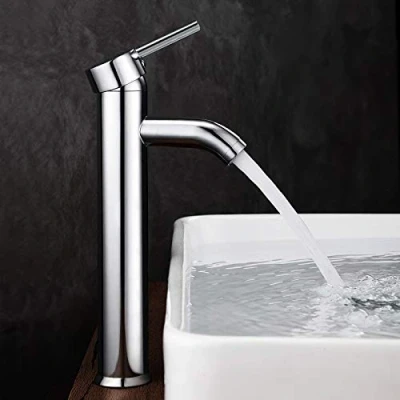 Imagen de GAVAER Grifo De Lavabo, Baño Alto Lavabo Práctico Monomando Grifo, Válvula Cerámica,Grifo Mezclador Agua Fría y Caliente, Latón Cromado Grifos Fregadero. (Gris plata)