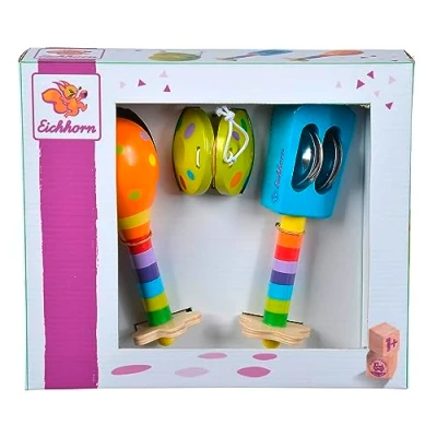 Imagen de Eichhorn Musik Set mit Incluye sonajero, Maracas y castañuelas, Coloridos Instrumentos Musicales de Madera, 3 Piezas, a Partir un año, Multicolor, Medium (4003046004922)