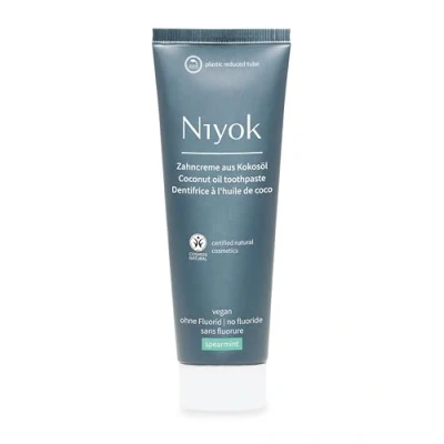 Imagen de Niyok® Pasta de dientes aceite coco orgánico &quot;Spearmint&quot; (75 ml) natural para blancos Cuidado intensivo y frescura Protege las encías Sin flúor ni vegano