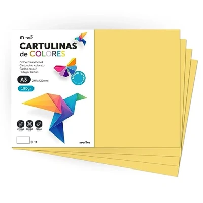 Imagen de cartulina de Colores, A3, Folios colores 180gr, Bloc intensos, Ideal para Manualidades, Imprimir tus Documentos y Diseños Creativos · m office (100 Hojas, Marfil)