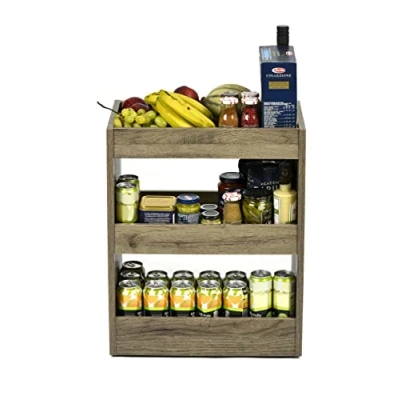Imagen de Iris Ohyama, Estantería con ruedas/muebles de almacenamiento ruedas/carrete/escritorio madera, Fácil mover y ruedas ajustables, Oficina, Casa Storage Cart WSW 280 Marrón (ceniza)