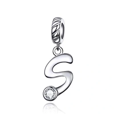 Imagen de LaMenars Letras Colgantes de Alfabeto A Z Abalorios Charms Originales Plata Ley 925 con Circonita Cúbica para Pandora &amp; Europeo Pulseras Brazaletes Collares Mujer (Letter S)