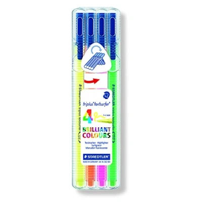 Imagen de Staedtler Triplus TextSurfer 362 SB4. Rotuladores de colores brillantes punta fina. Estuche con 4 subrayadores