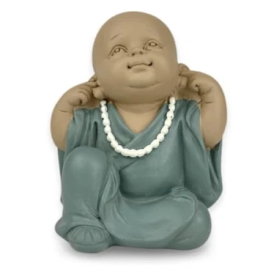 Imagen de Zen&#039;Light Estatua de Buda Bonze Rebelión posición icónica No Escuchar Nada bebé simbólico Zen y Ambiente Relajante Decoración Feng Shui H 10,5 cm
