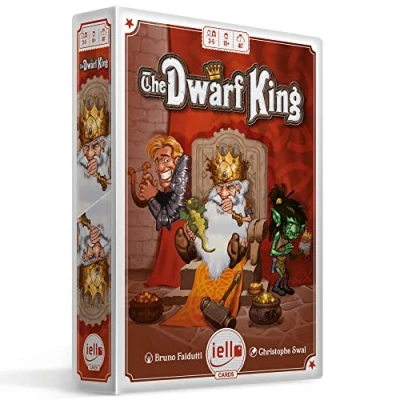 Imagen de IELLO: Dwarf King Juego de cartas para hacer trucos, condiciones ganadoras siempre cambiantes, familias 10 años en adelante, 3 5 jugadores, 40 minutos