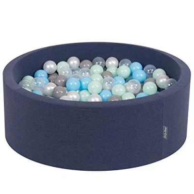 Imagen de KiddyMoon 90X30cm/200 Bolas ∅ 7Cm Piscina De para Ninos Hecha En La UE, Azul Marino:Perl/Gris/Transparent/Azul Clr/Menta