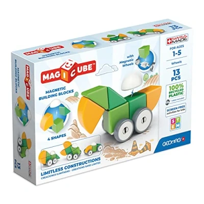 Imagen de Geomag Magicube Shapes, Bloques de Construcción Magnéticos para Niños a Partir 1 Año Juego 13 Cubos 4 Colores y Formas Hechos Plástico 100% Reciclado