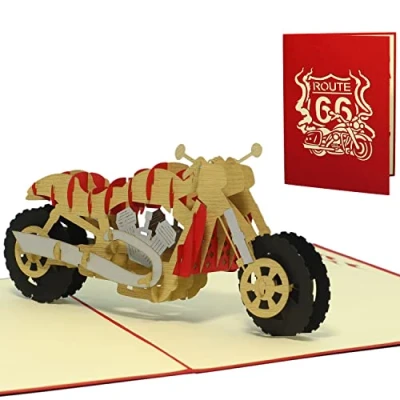 Imagen de tarjetas de felicitación Lin Pop Up 3d motocicleta, cumpleaños cupones Moto (grande)