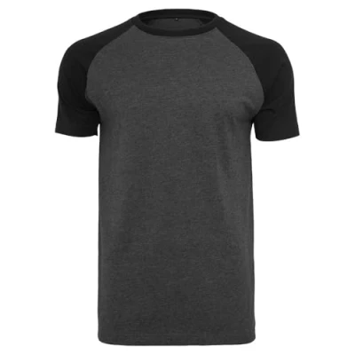 Imagen de Build Your Brand Raglan Contrast tee Camiseta, Carbón (Heather)/Negro, 3XL para Hombre
