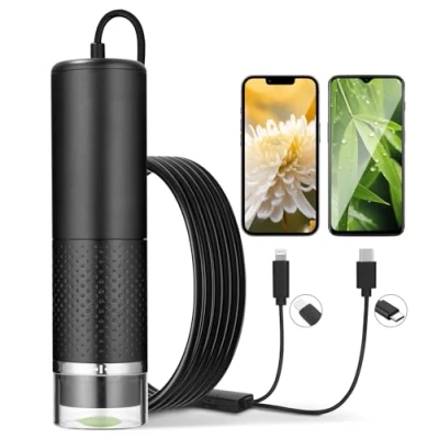 Imagen de SinLaw Microscopio Digital USB, Teléfono Móvil Compatible con iOS, Android, Tablet,Cámara de endoscopio Aumento 10X 200X,Microscopio portatil 8 Luces LED,1080P HD Microscopios