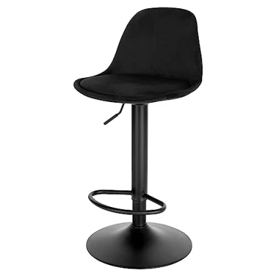 Imagen de EUGAD Taburete de Bar Giratorio, Alto con Altura Ajustable Entre 60,5 y 82 cm, Cocina en Estructura Metálica, Respaldo Reposapies, Negro, 1050BY 1