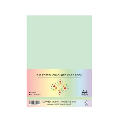 Imagen de DJP Cartulinas tamaño A4, 160 g/m², color verde pastel (50 hojas)