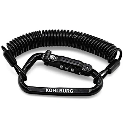Imagen de KOHLBURG cerradura de combinación extra larga 180 cm para el bolso, candado cable 3 mm grosor como carrito bebés, casco, snowboard y esquís