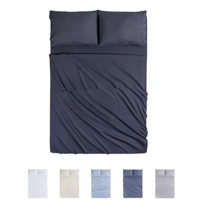 Imagen de Todocama Juego de Sábanas 4 Piezas 4002 Sábana Bajera Ajustable Encimera Dos Fundas Almohada 50x80cm (Cama 200x190/200 cm, Gris Oscuro)