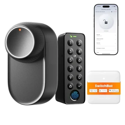 Imagen de SwitchBot cerradura inteligente WiFi Ultra con teclado de pantalla táctil, puerta huellas dactilares, inteligente, se adapta a tu cilindro perfil europeo