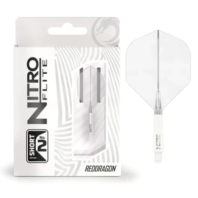 Imagen de RED DRAGON Darts Nitro Flite Integrada Sistema de Vuelo y Eje No.2 Forma diseño Blanco &amp; Claro Color, Longitud Corta