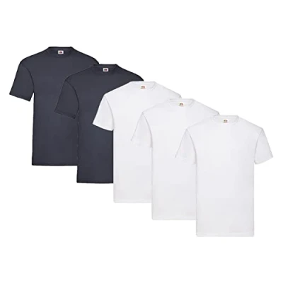 Imagen de Fruit of the Loom Pack de 5 camisetas, 3 x blanco + 2 azul marino profundo 1 HL Comprar bloc notas, talla S