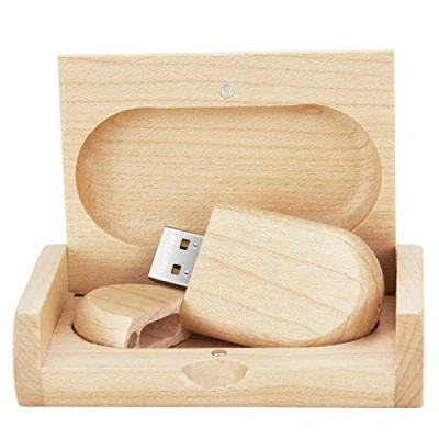 Imagen de GARRULAX Memoria USB 2.0 de Alta Velocidad Madera Maciza 64 GB, Flash Almacenamiento Datos, Disco Pulgar pendrive (64 Ellipse Maple)